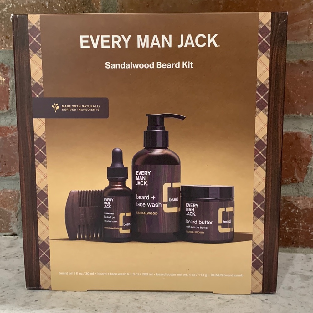 Every Man Jack Sandalwood Beard Kit 4 piece Kit Brand New
